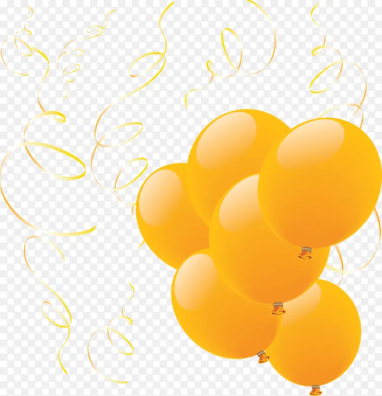 黄色气球彩带png