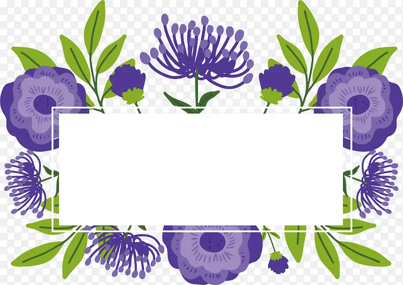 紫色浪漫花朵标题框