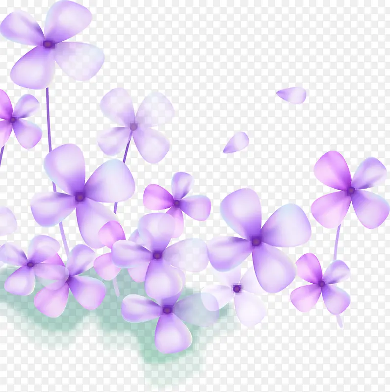 紫色浪漫花朵卡通装饰