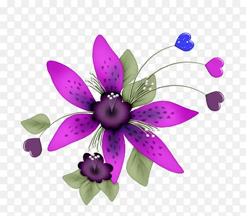 紫色手绘装饰花朵