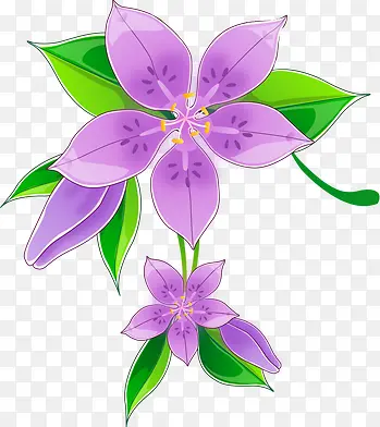 紫色卡通花卉素材