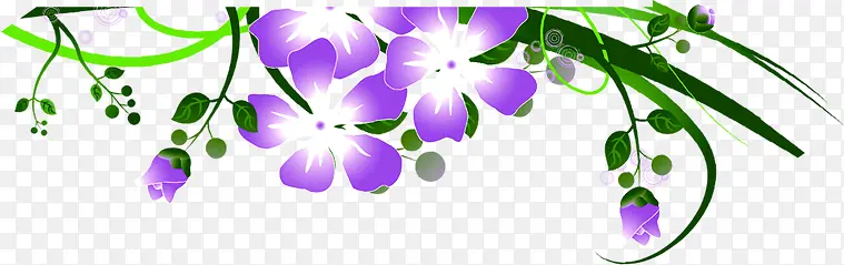 春天手绘紫色花朵装饰