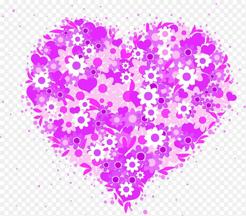粉紫色爱心婚礼花朵