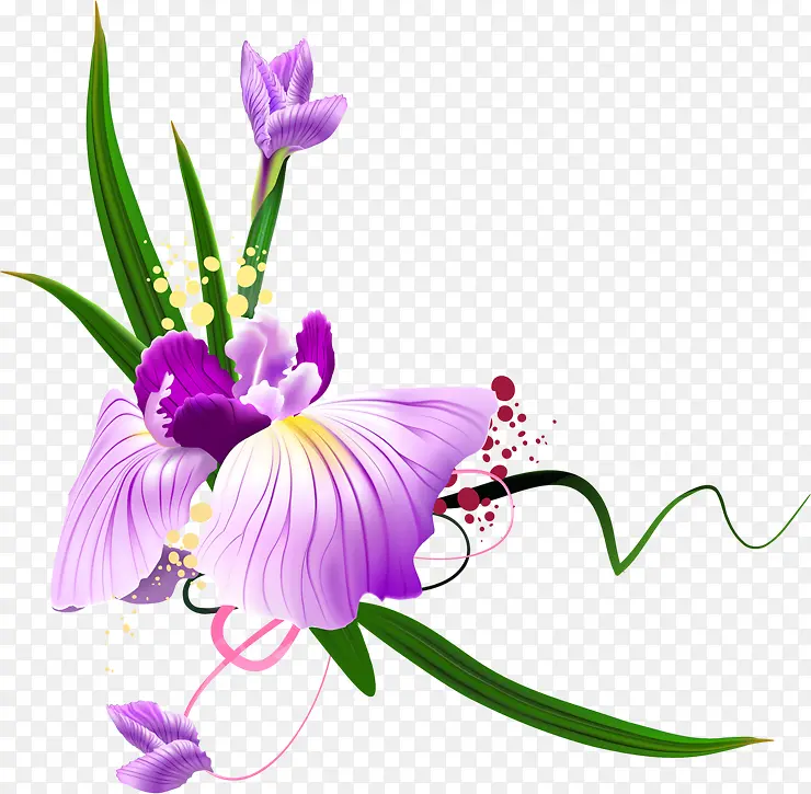 紫色唯美手绘艺术花朵设计