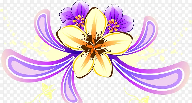 紫色手绘花朵装饰