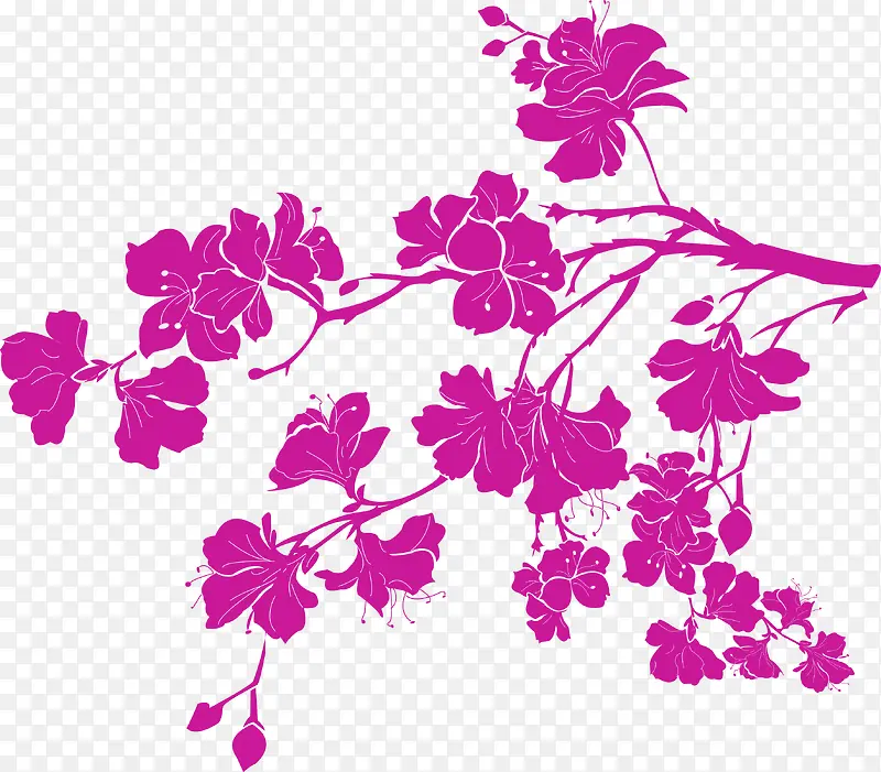 紫色花朵树干图案