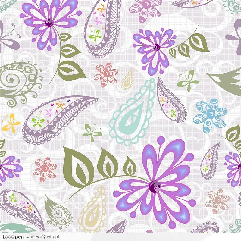 手绘紫色花朵壁纸