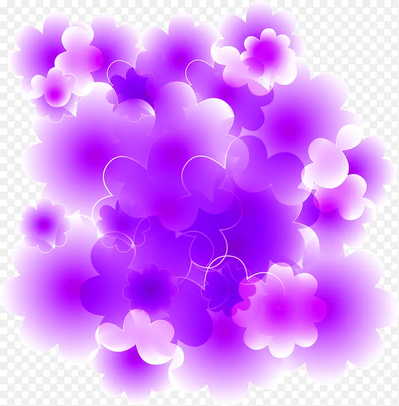 高清手绘紫色剪纸花朵