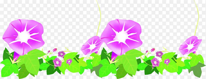 紫色春天卡通郊外花朵