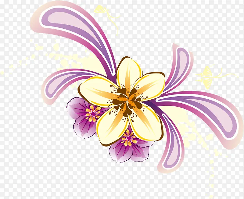 手绘卡通紫色的花卉效果设计