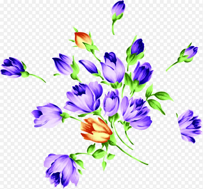 紫色唯美水彩花朵设计