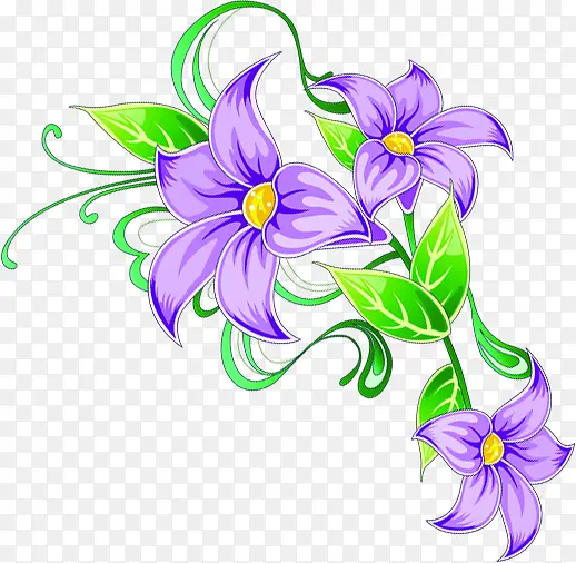 紫色手绘花朵春天植物