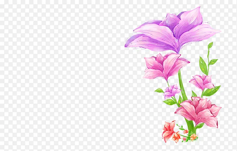 绘画紫色花卉卡片设计