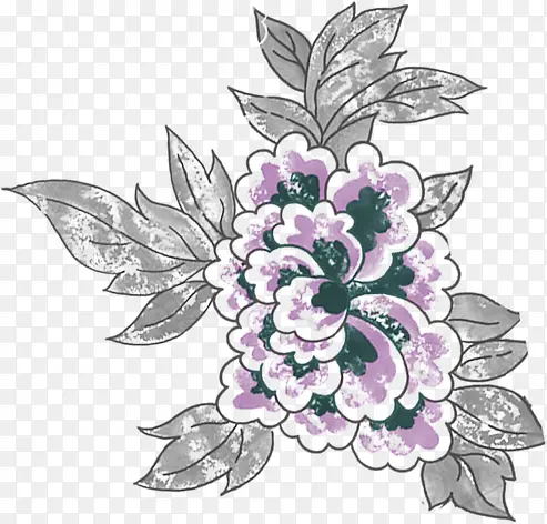 手绘紫色花朵植物创意