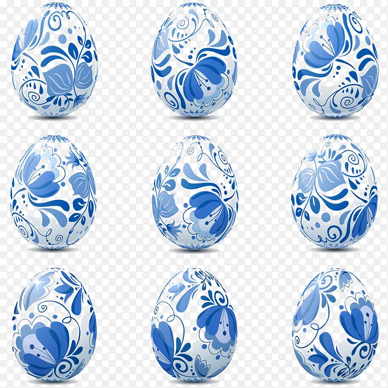 青花瓷纹鸡蛋艺术品