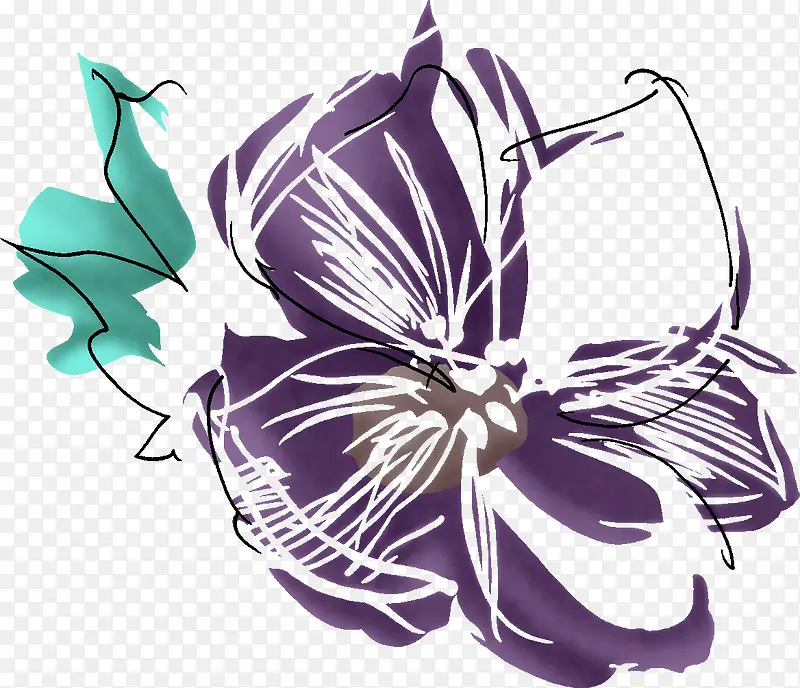 手绘紫色花卉个性图片