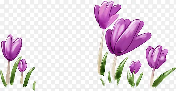 紫色花卉卡通素材