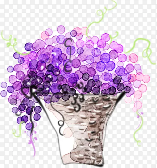 紫色唯美手绘花朵插花