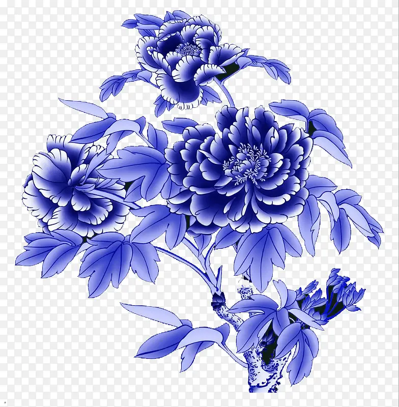 免抠透明蓝色花朵