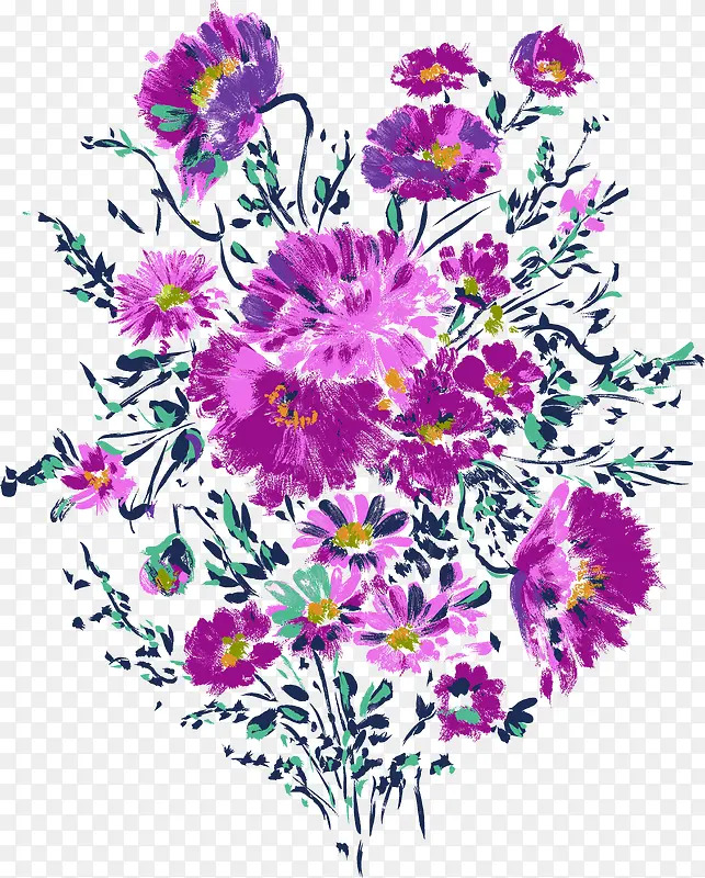 唯美手绘紫色花朵植物