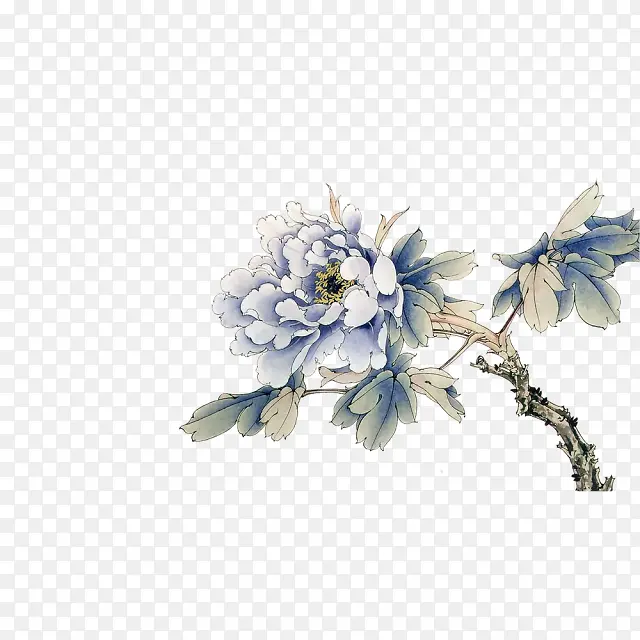古典彩绘紫色花朵装饰