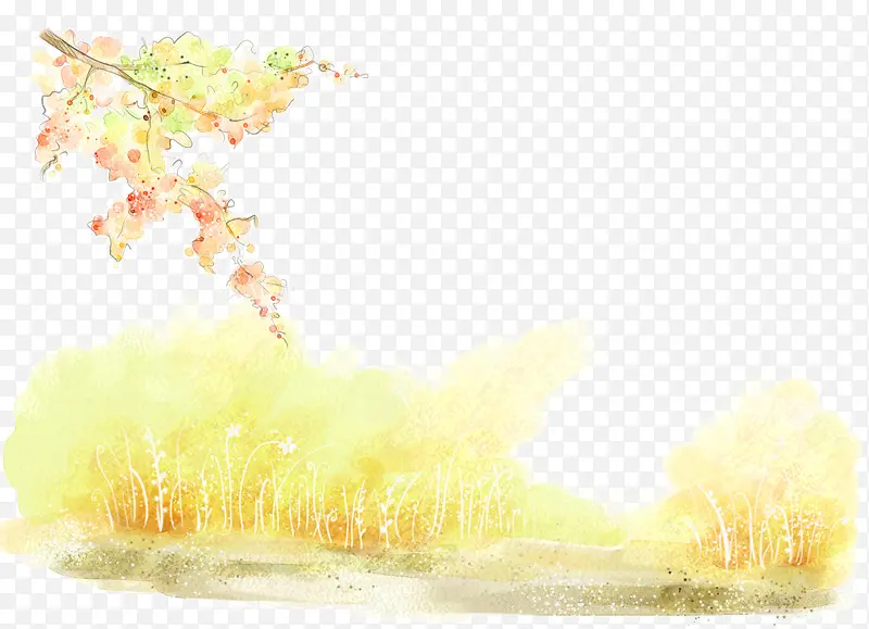 黄色树林手绘背景