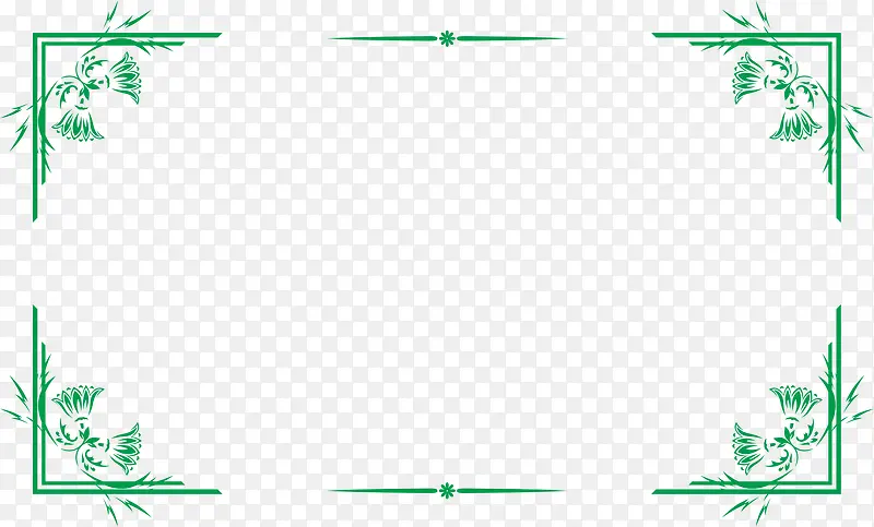 绿色长边框加花矢量图