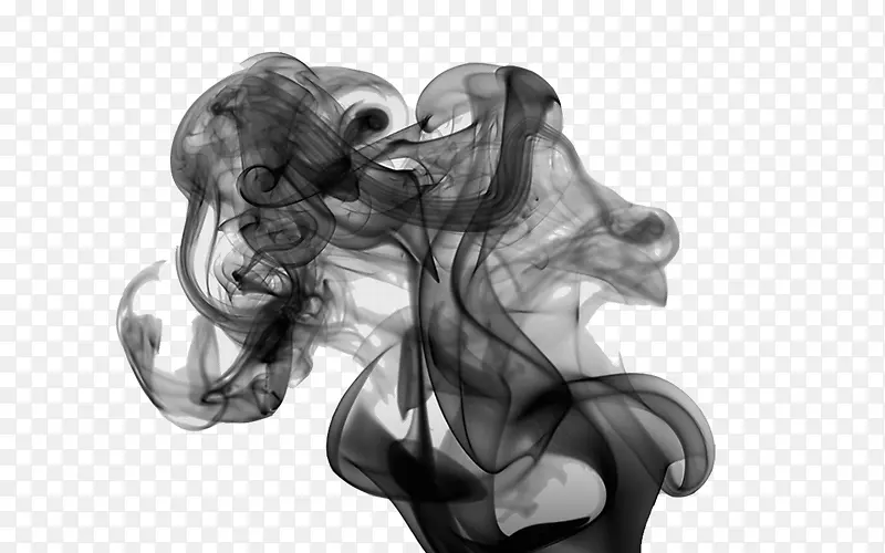 水墨风缥缈黑色烟雾