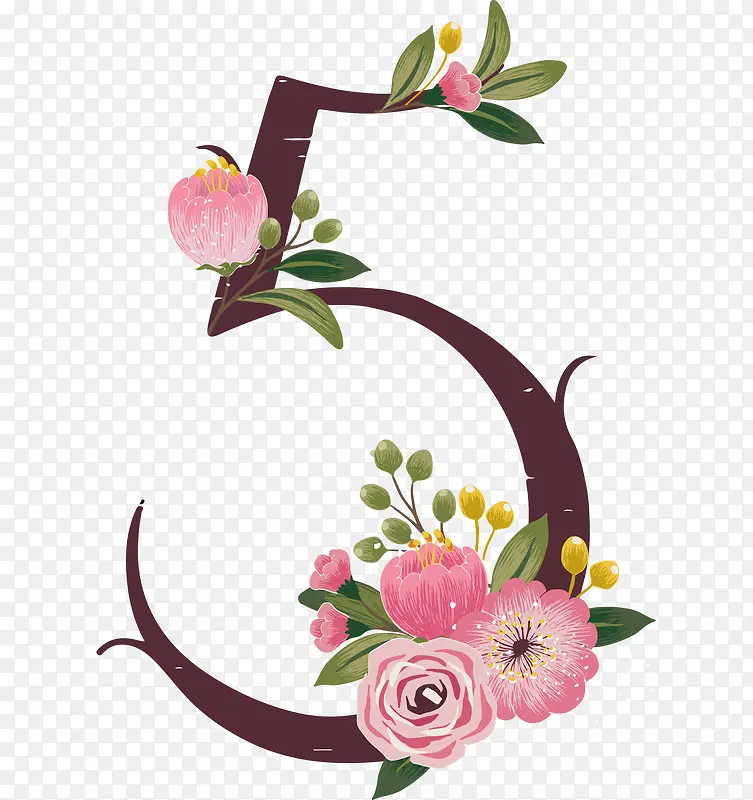 创意花卉艺术字数字