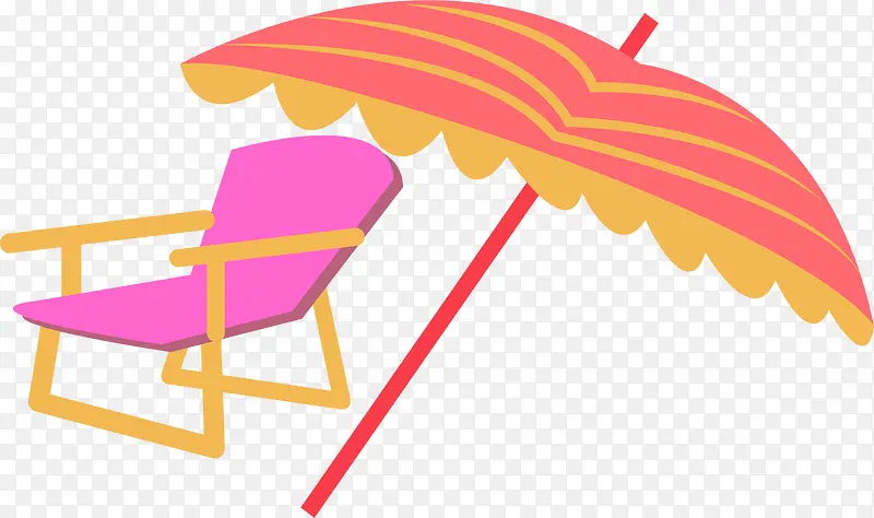 太阳伞躺椅png矢量素材