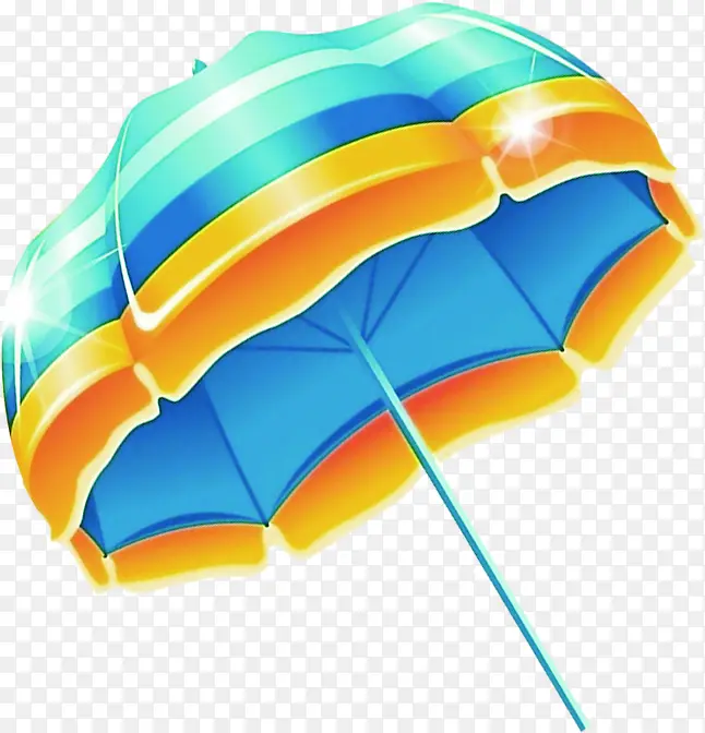 卡通蓝色遮阳伞风光