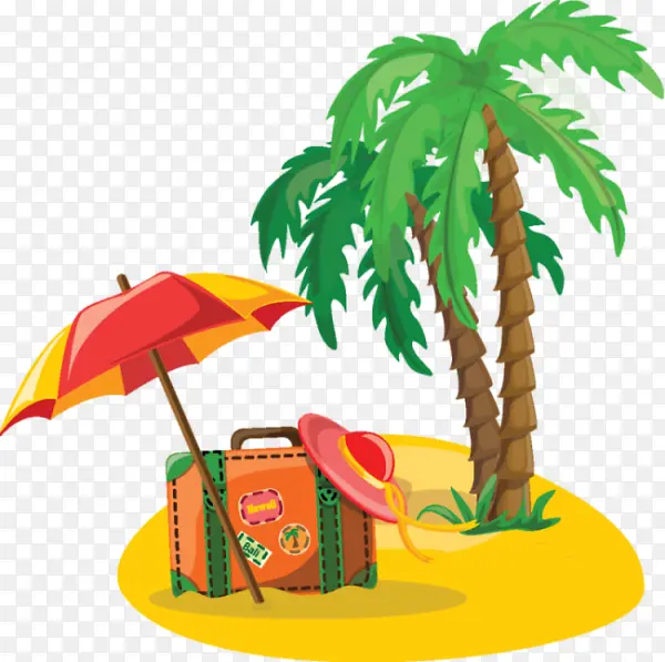 夏日海滩椰子树