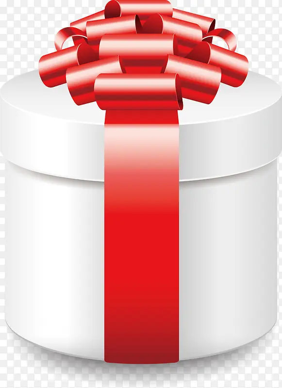 白色礼盒红色彩带元素
