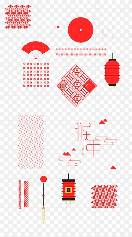红色中国风元素装饰