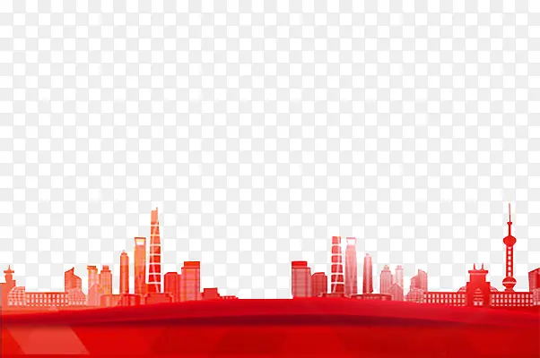 城市红色剪影
