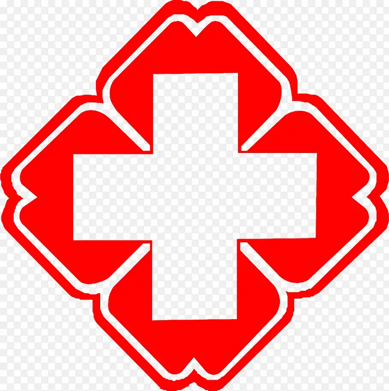 红色十字医院标签