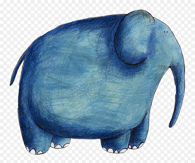 手绘蓝色大象免抠素材
