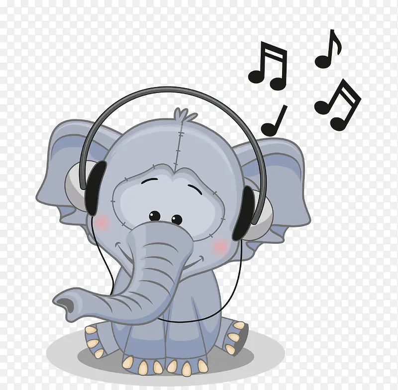 矢量卡通动物大象听音素材