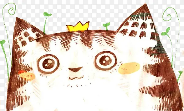 水彩手绘猫咪图案