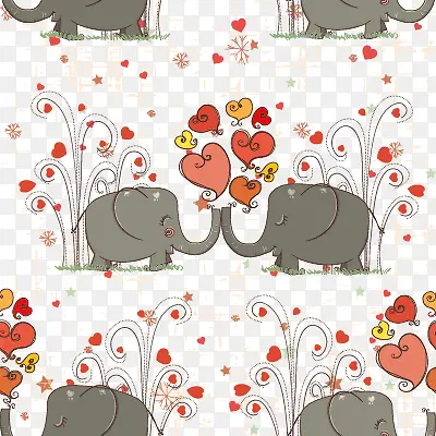 大象卡通动物背景04—矢量素材