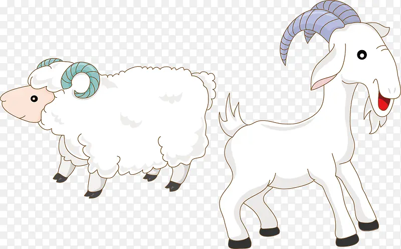 卡通山羊和绵羊矢量素材