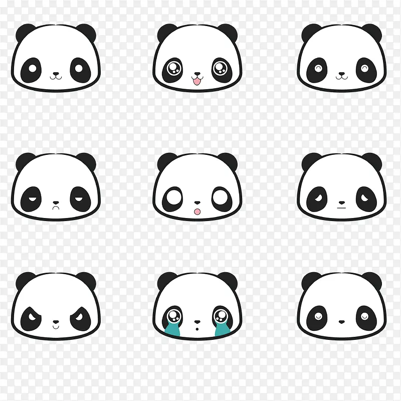 可爱熊猫表情头像矢量素材