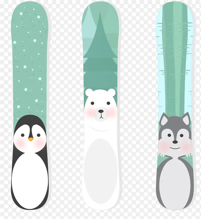 小动物图案滑雪板