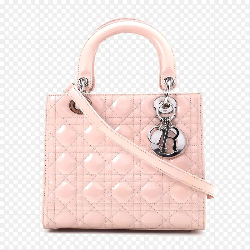 Dior粉色真皮包
