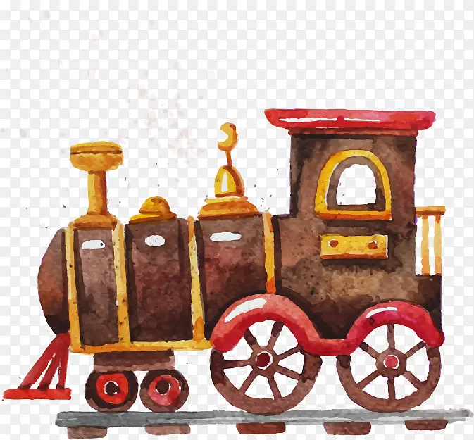 水彩玩具火车矢量素材