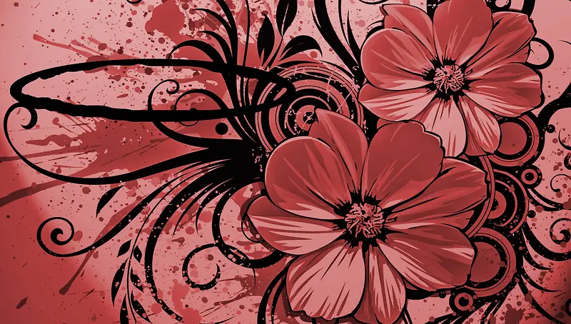 粉色手绘花朵海报背景素材
