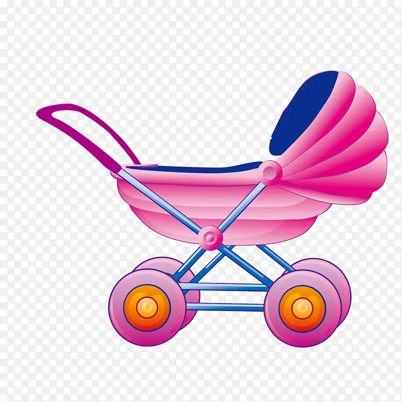 粉色婴儿车矢量素材