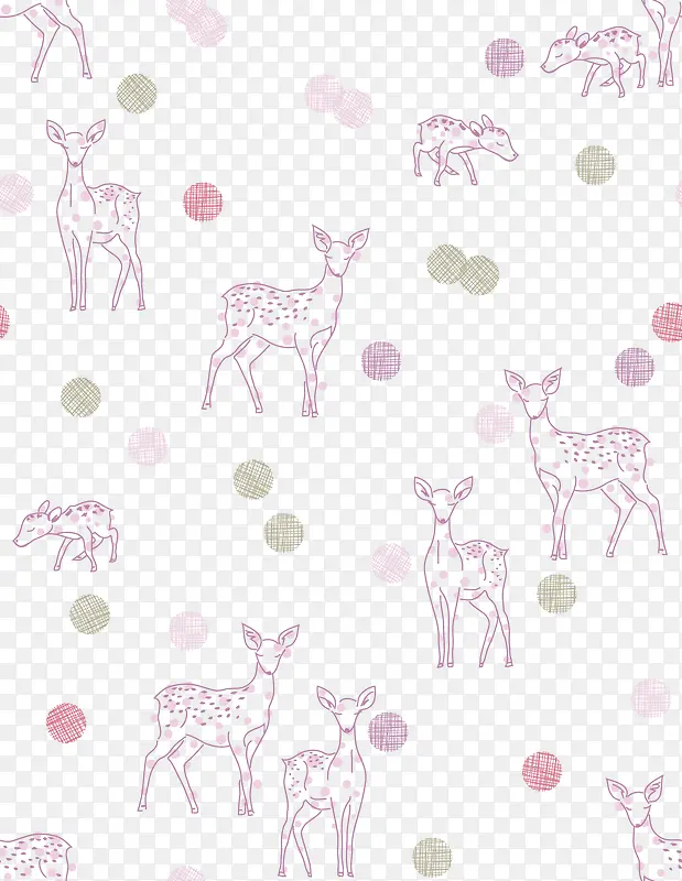粉色矢量小鹿背景底纹素材