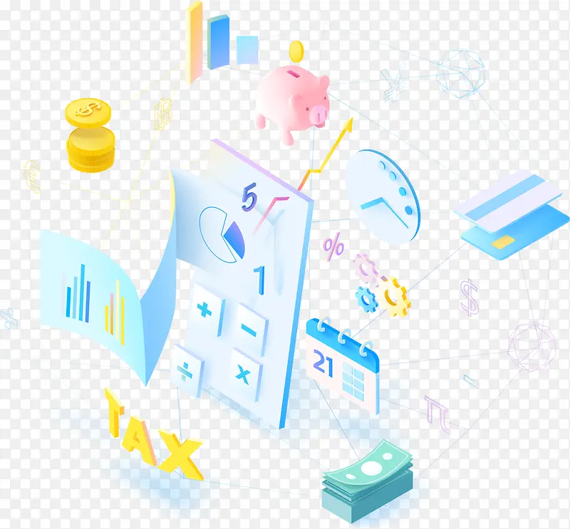 2.5D矢量立体金融商务插画