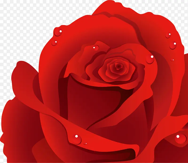 红色手绘珠光玫瑰七夕情人节